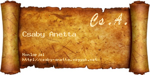 Csaby Anetta névjegykártya